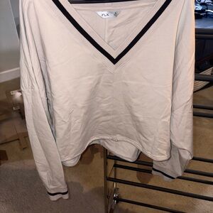 Women's Cream V-Neck Top
